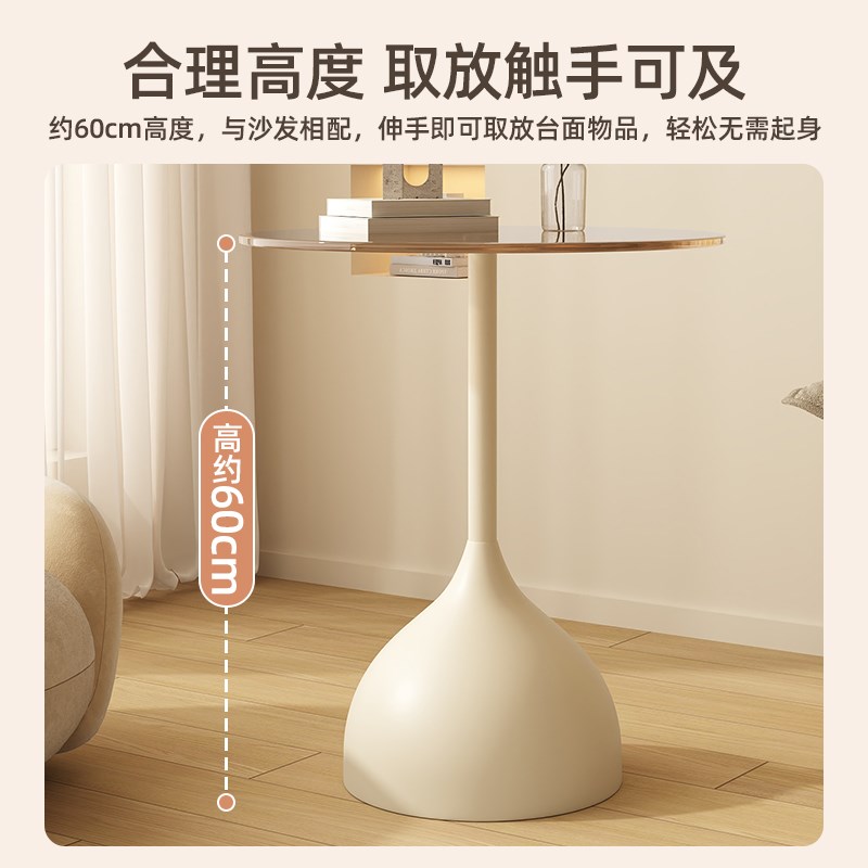 玻璃边几沙发小茶几阳台休闲茶桌轻奢高级感小圆桌置物架床头边柜
