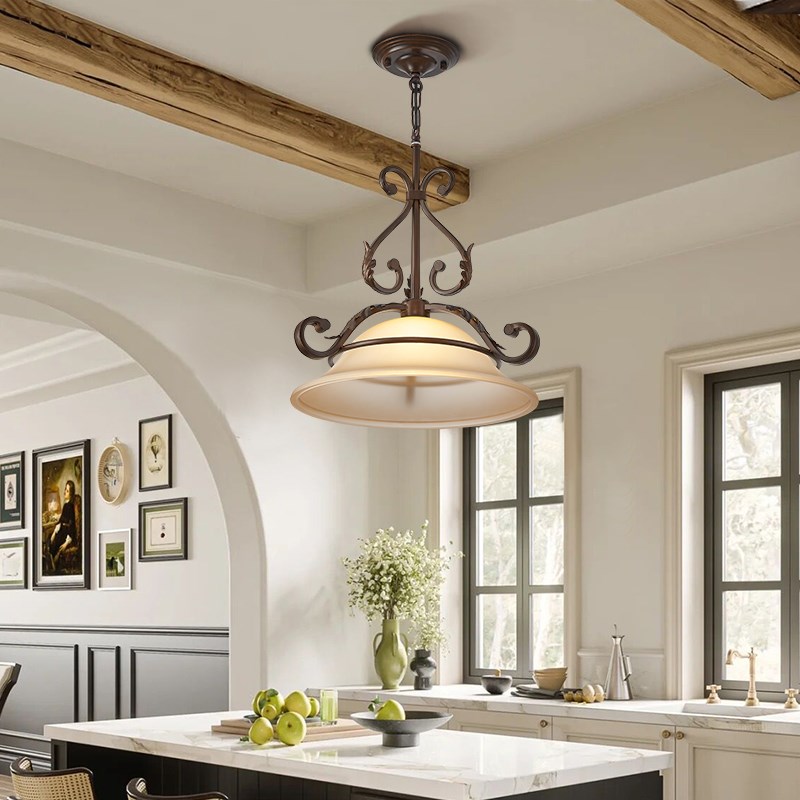 美式餐厅小吊灯复古吧台茶室灯led阳台灯大气单个仿古饭厅灯家用