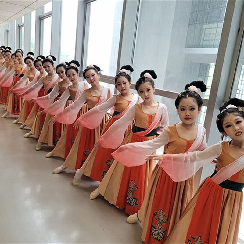 新款桃李杯群舞唐印古典舞演出服女中国风大气开场舞蹈服装大摆裙