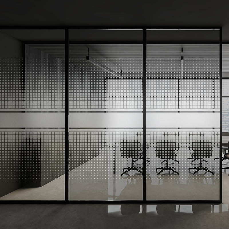 静电磨砂玻璃贴膜办公室卫生间磨砂线条贴纸镂空玻璃贴透光不透明