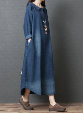 2026宽松韩版新款秋冬装大码女装牛仔时尚 衬衫裙舒适女