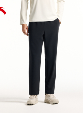 安踏加绒保暖运动长裤男冬季新款健身跑步黑色直筒裤子152617304N