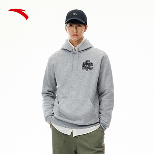 安踏加绒卫衣男冬季新款美式复古宽松加厚长袖运动上衣152548706N