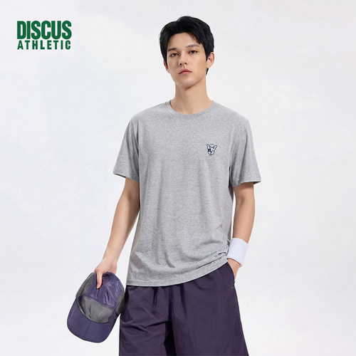 DISCUS夏季款小狗印花logo短袖T恤男基础款休闲圆领上衣TEE519