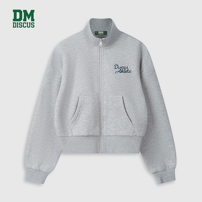 DISCUS2025冬季女款保暖外套小个子高腰短款立领拼接刺绣工艺外套