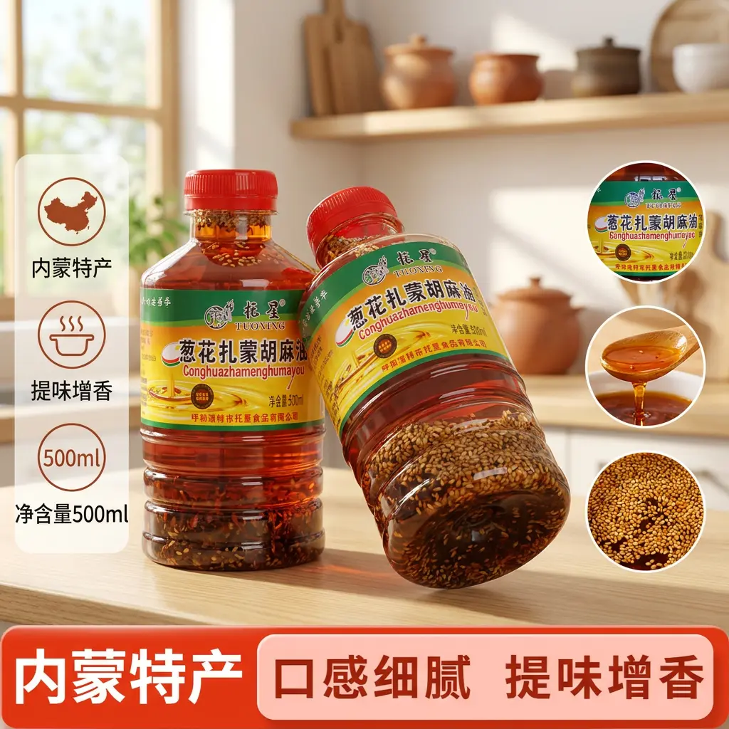 【内蒙特产】托星家用纯正胡麻油正宗500ml*2非转基因食用油