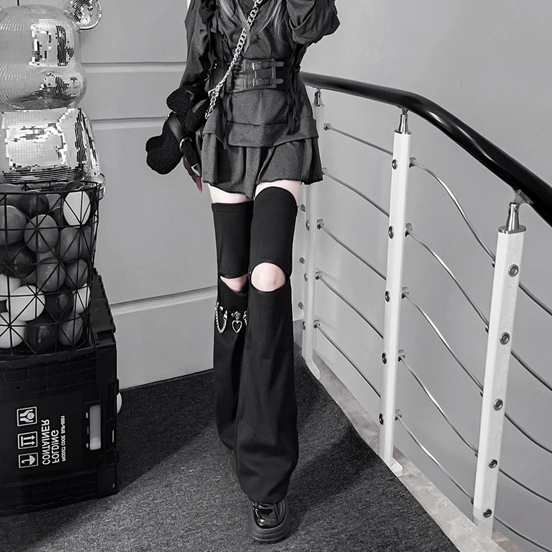 腿套y2k过膝长筒袜秋冬黑日系袜套堆堆袜显瘦高筒加长大腿套jk袜
