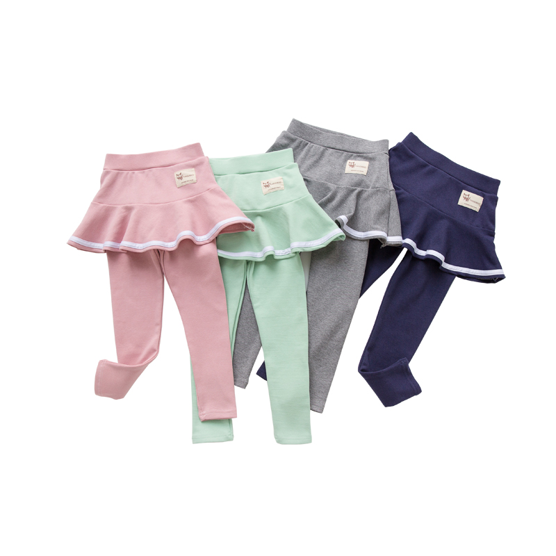 学院风女童裙裤假两件2022春秋学生纯棉短裙小童打底连裤裙荷叶边