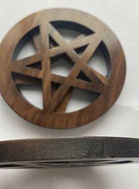 木制五芒星木雕摆件女巫木垫子摆件礼物装饰品水杯垫子隔热垫子