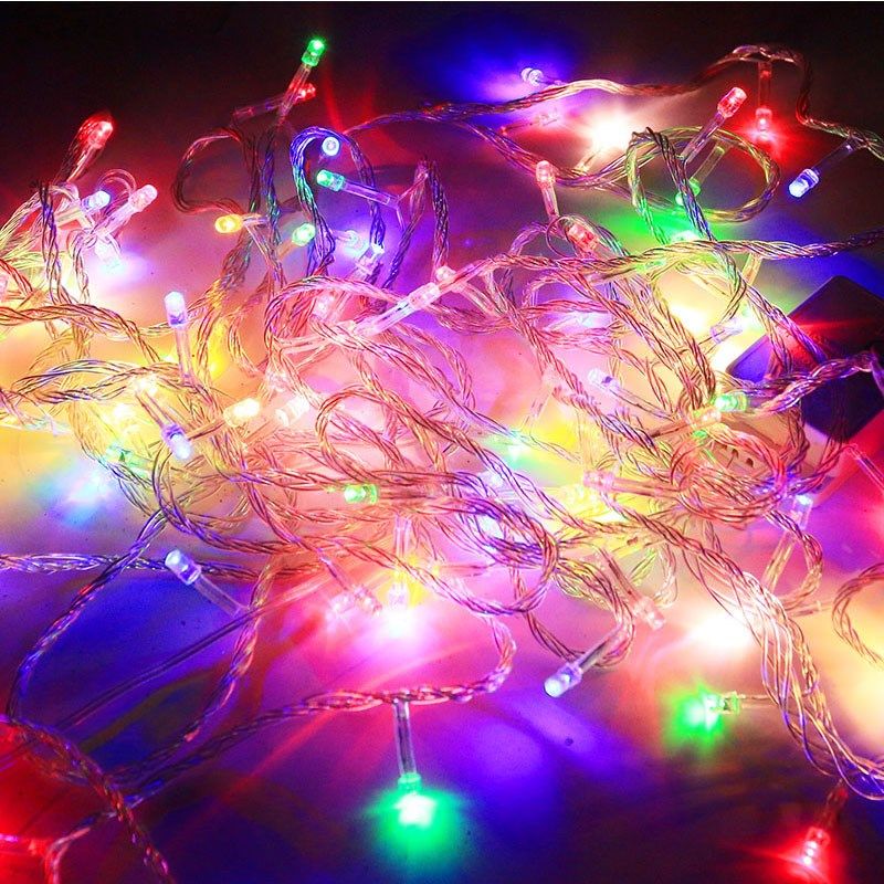 圣诞场景布置 10米带尾插灯串彩灯圣诞树装饰闪灯灯串圣诞LED彩灯