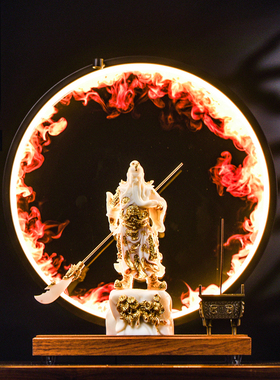 新中式招财关二爷武财神关公客厅办公室桌面装饰品摆件开业礼品