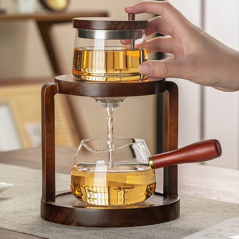 懒人自动泡茶神器按压式玻璃茶具套装家用办公室高档功夫茶杯茶壶