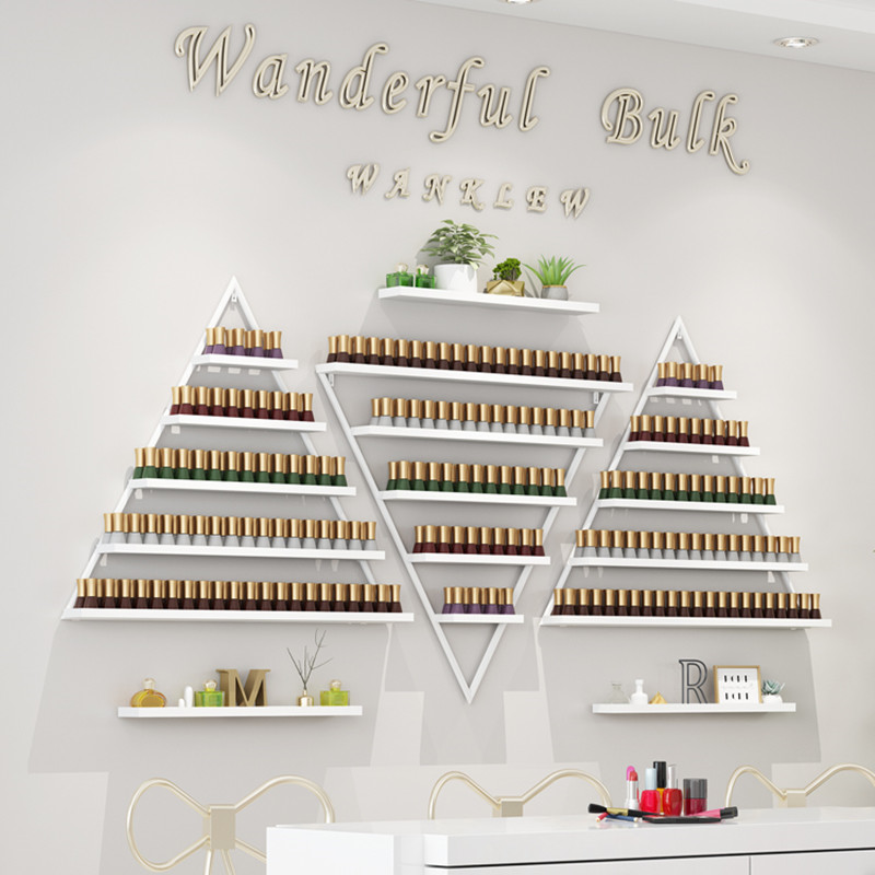 美甲店铁艺美甲架甲油胶货架指甲油架子展示架壁挂墙上三角置物架