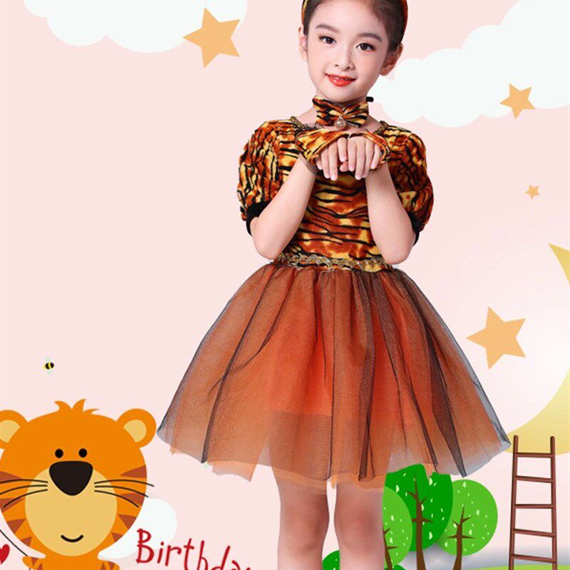 六一新款糖果屋里的小老虎儿童动物演出服两只老虎蓬蓬纱裙表演服