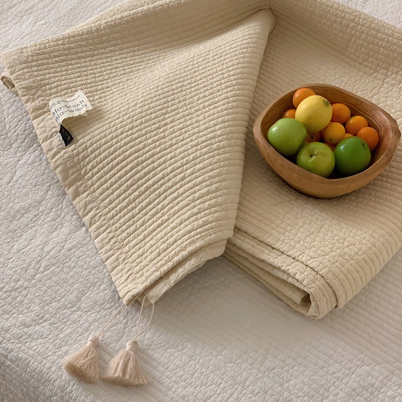 砂洗韩式全棉80支纯棉绗缝床盖加厚床单单件夏季多功能夹棉夏凉被