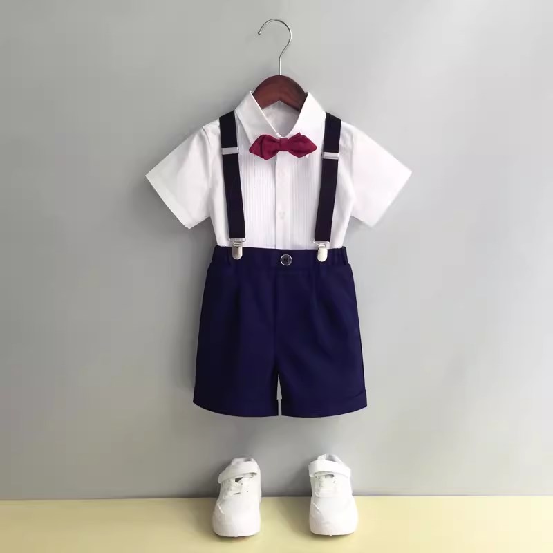 男童礼服夏季儿童小西装套装花童英伦风小主持人背带裤钢琴表演服