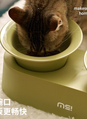 麻薯喇叭猫碗陶瓷双碗狗狗食盆高脚水碗保护颈椎猫咪饭碗粮碗狗碗
