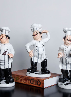 创意西餐厅装饰品摆件美式厨师人物酒柜咖啡馆甜品蛋糕店小公仔