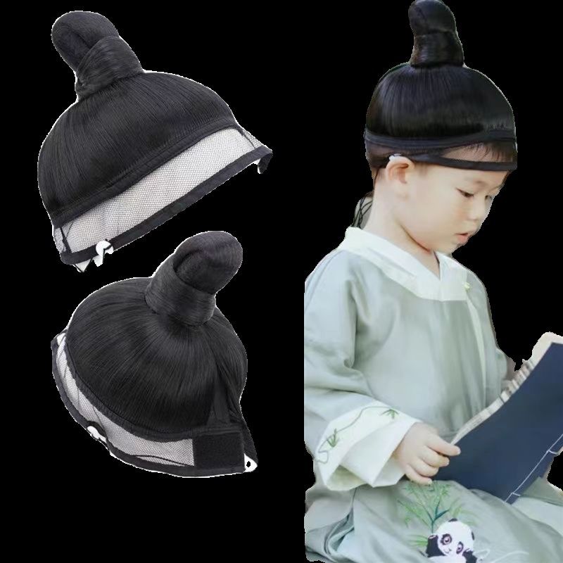 2023新款儿童古装假发男全头套明制抹额公子头发型一体式懒人发包