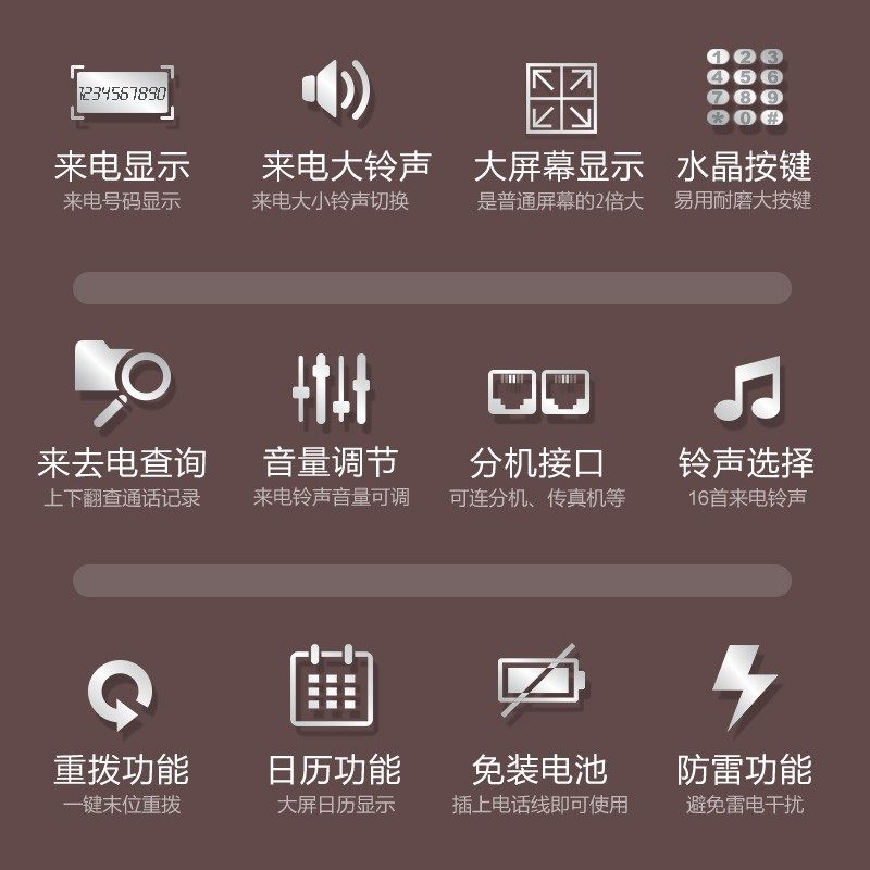 金顺来固定电话机家庭家用大铃声按键 老人座机一键拨号 语音报号