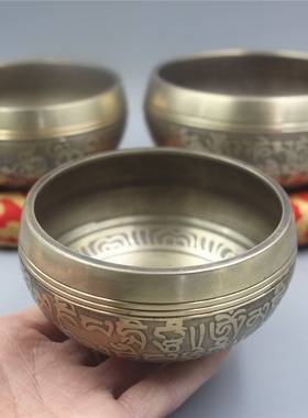 专业颂钵佛音碗尼泊尔手工黄铜瑜伽用品SPA音疗钵转经碗铜磬摆件