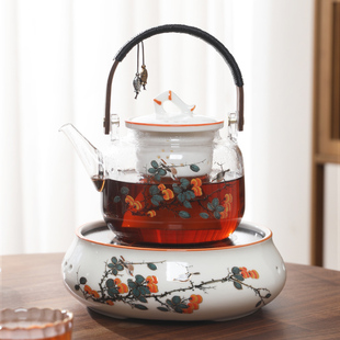 喜上眉梢煮茶器家用玻璃提梁壶陶瓷电陶炉自动煮茶壶蒸茶器