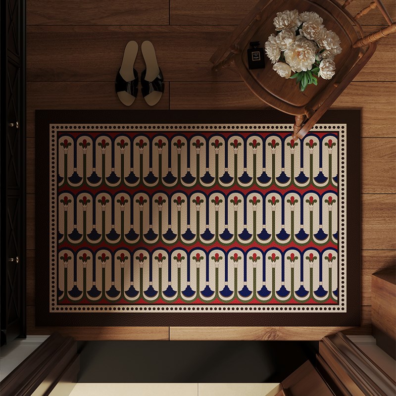 塞维尔中古入户脚垫子客厅卧室玄关复古新款门口地毯皮革可裁剪