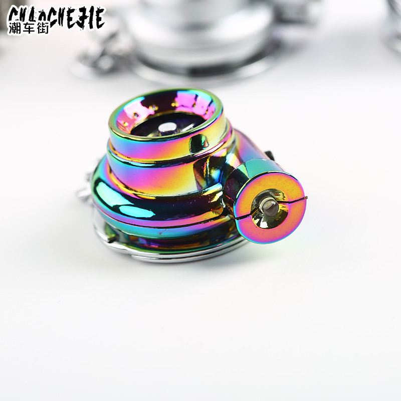 金属涡轮钥匙扣充电可转动LED灯创意礼品钥匙链挂饰男士