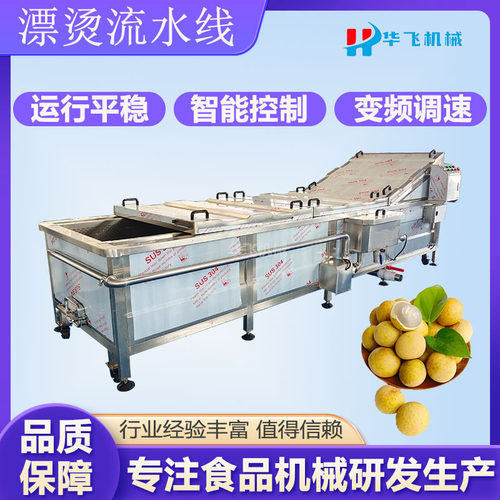 杨梅漂烫杀青线 黄桃蒸煮冷却流水线 连续龙眼蒸煮护色设备