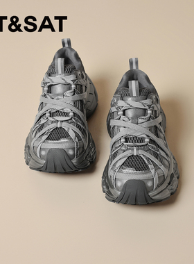 星期六厚底增高老爹鞋女款灰色休闲运动鞋子秋冬新款百搭潮流女鞋