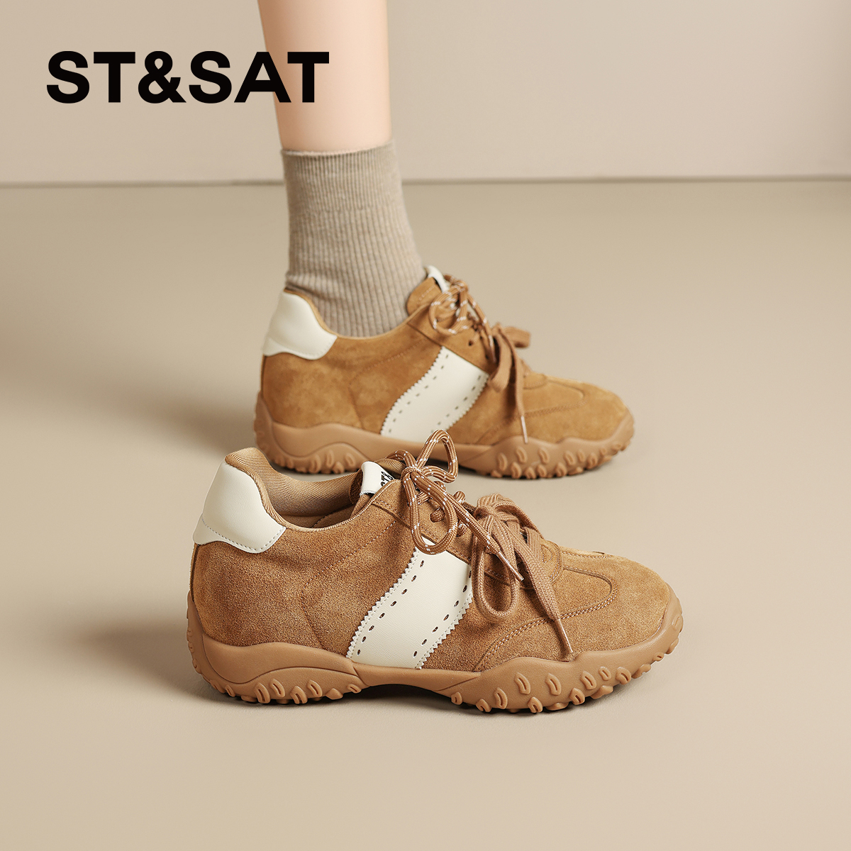 星期六内增高德训鞋真皮爆款超火