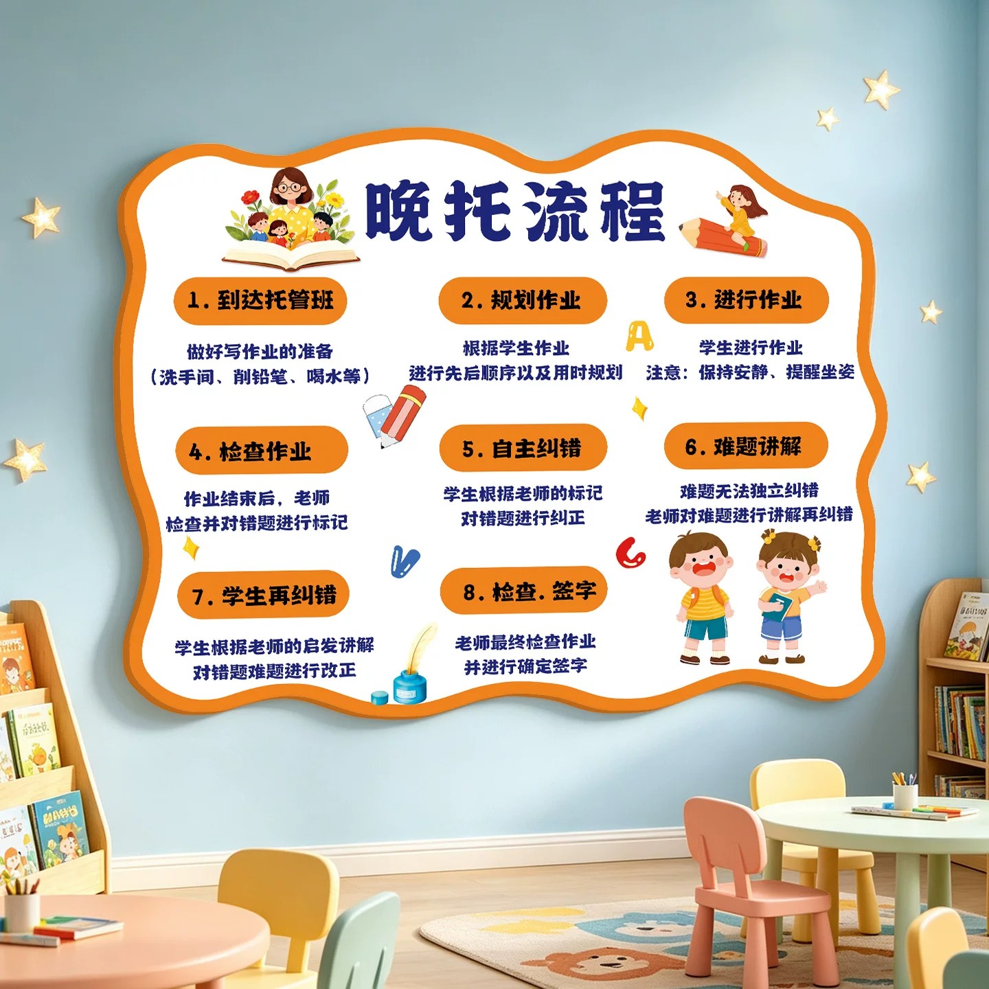 托管班墙面装饰教室布置流程