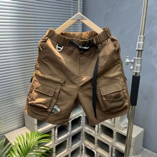 休闲皱纹短裤 速干卫裤 男夏季 潮牌薄款 子 宽松运动五分裤 日系工装