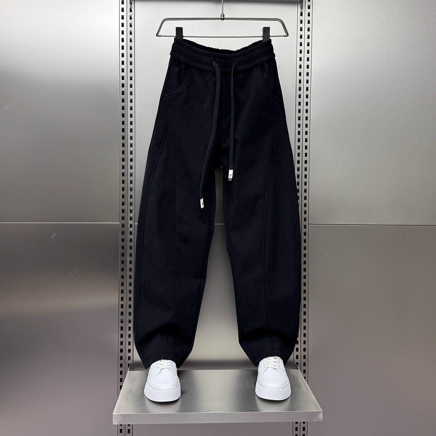 秋冬新款加绒宽松条绒休闲裤男松紧腰抽绳直筒长裤时尚大码下装,男装,休闲裤,淘宝优惠券,粉丝福利购,淘宝优惠卷