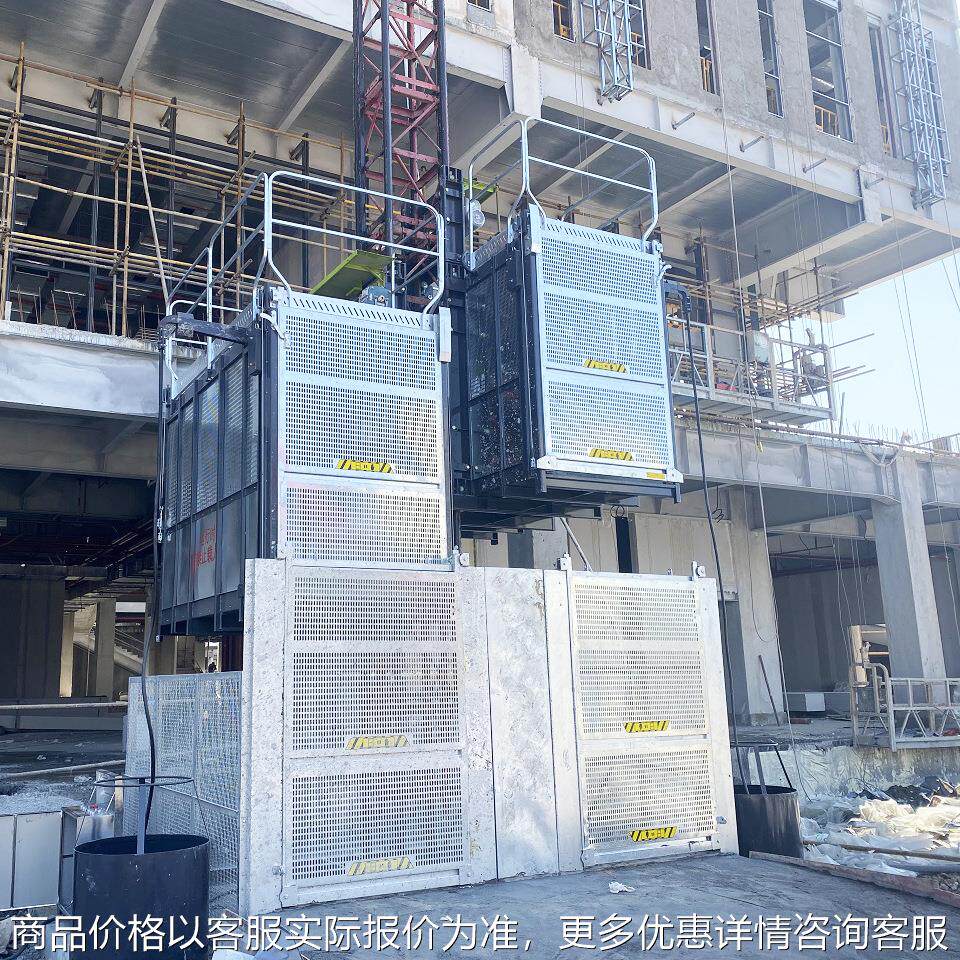 厂家直供物料提升机 60米高层建筑工地无人驾驶齿条双笼施工货梯