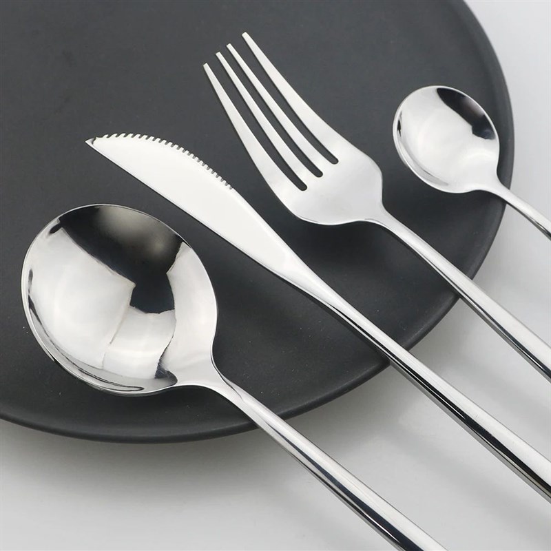 24Pcs Black Handle Golden Cutlery Set Stainless Steel Knife