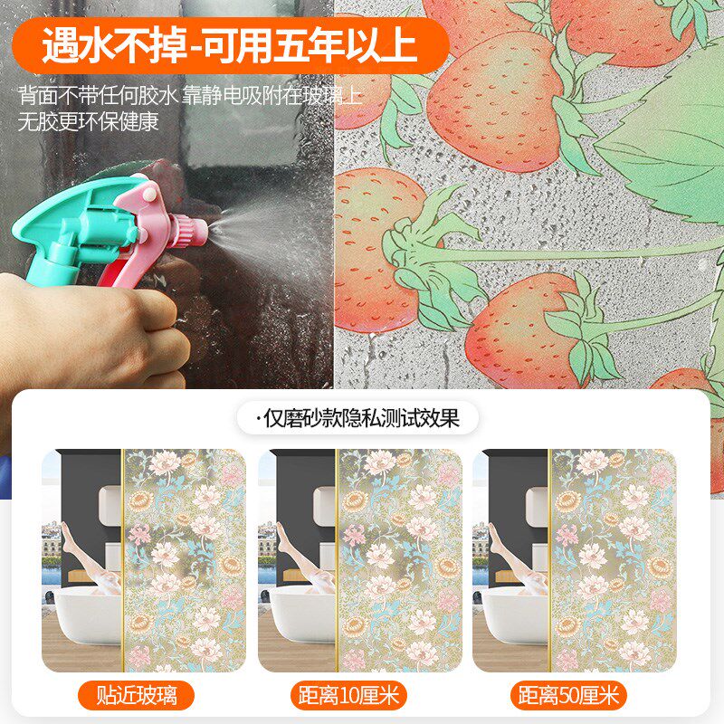 凯贝嘉纸小新浴室厕所门户防窥磨砂膜透光半防水