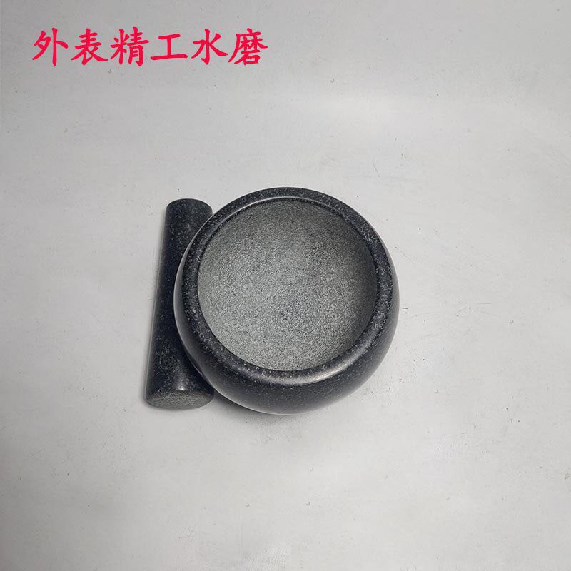天然岗岩青石石臼捣蒜器大号蒜臼子老式研磨蒜泥器手动捣药罐