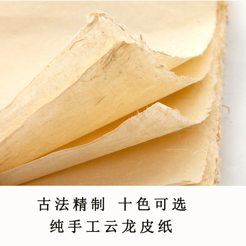 纯手工云龙皮纸半生半熟构皮仿古水云龙山水画国画书法麻纸