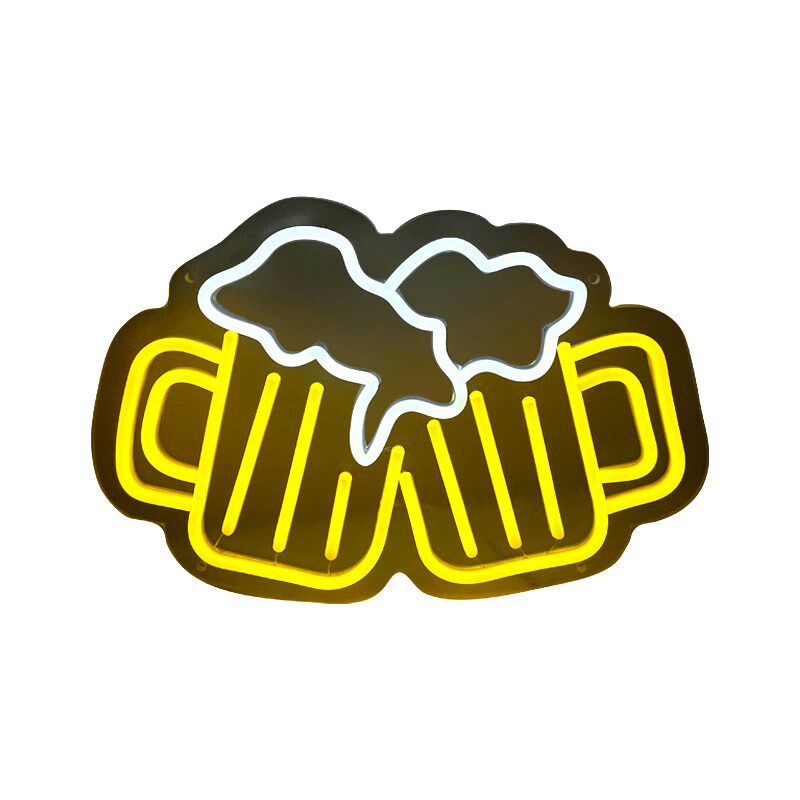 酒吧精酿啤酒霓虹灯吧台背景装饰灯干杯鸡尾酒造型灯发光字