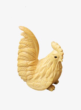 重庆特产陈雕匠乐手工黄杨木雕十二生肖鸡虎龙马工艺品摆饰