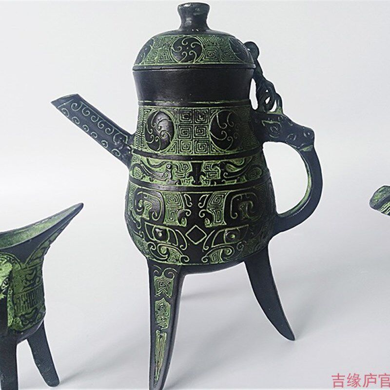 汉代青铜器盉婚庆足壶西周父辛爵酒具酒杯道具饰品居
