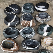 天然石头盆多肉文竹水培土养室内仿古盆