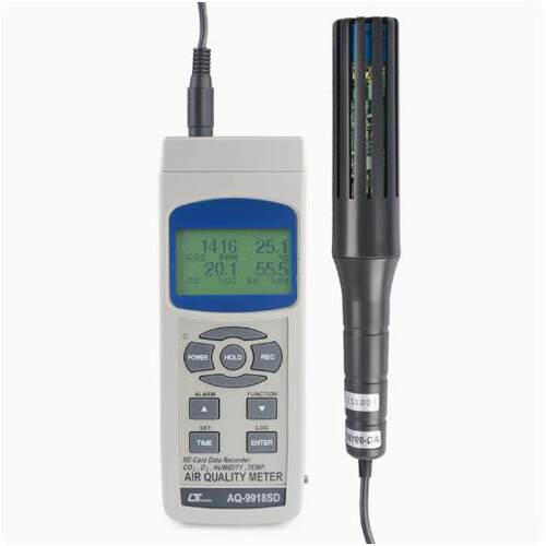 路昌AQ-9918SD数字二氧化碳CO2氧气O2检测仪温湿度计仪测试仪