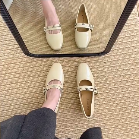 羊皮版~小众芭蕾风玛丽珍鞋女内增高金属扣带单鞋韩版法式小皮鞋,女鞋,浅口单鞋,淘宝优惠券,粉丝福利购,淘宝优惠卷