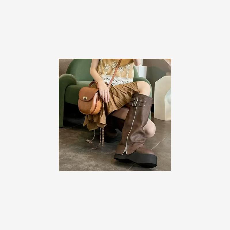 胖mm加宽大码裤管靴女秋