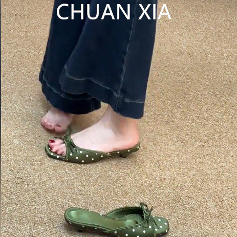 羊皮版-法式波点蝴蝶结凉