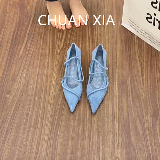 羊皮版~法式优雅尖头包鞋女交叉带细跟高跟鞋真皮浅口通勤工作鞋,女鞋,浅口单鞋,淘宝优惠券,粉丝福利购,淘宝优惠卷