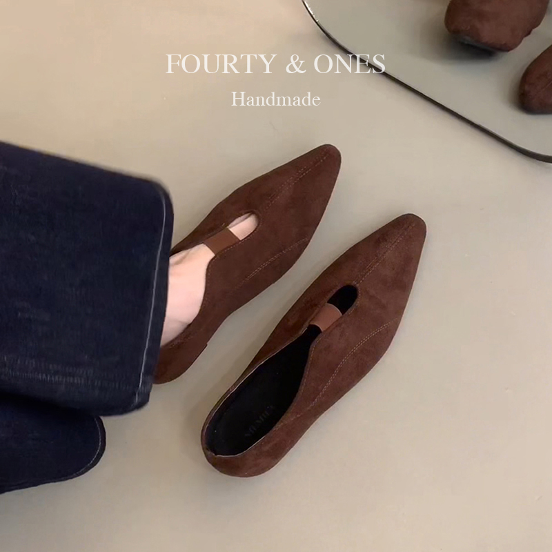 牛皮版~复古浅口尖头单鞋