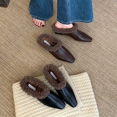 SHOE-REN毛绒包头拖鞋女